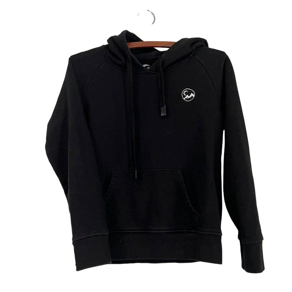 Zyia Active Black Embroidered Logo Pullover Hoodie Sweater Womens Size XSmall